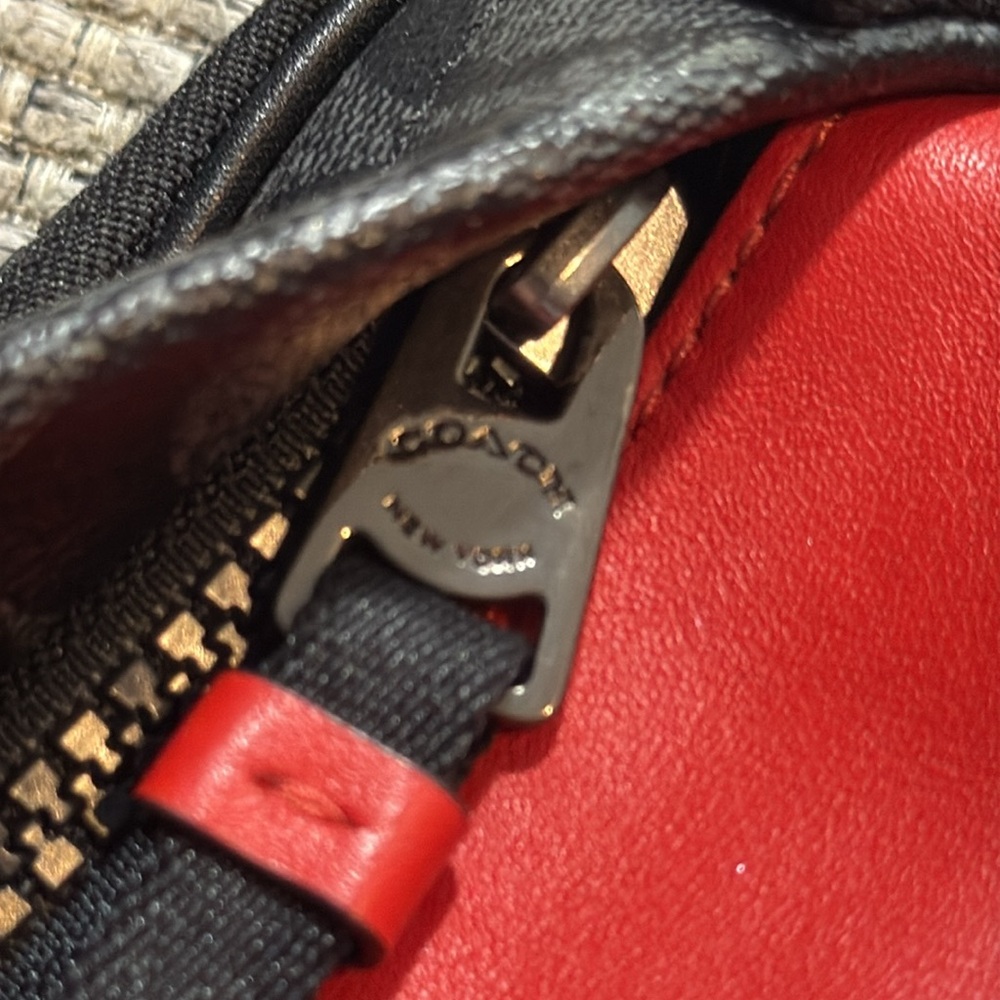 Coach North/South Hybrid Pouch In Signature Canvas Coach Patch Red//Black - Picture 7 of 9
